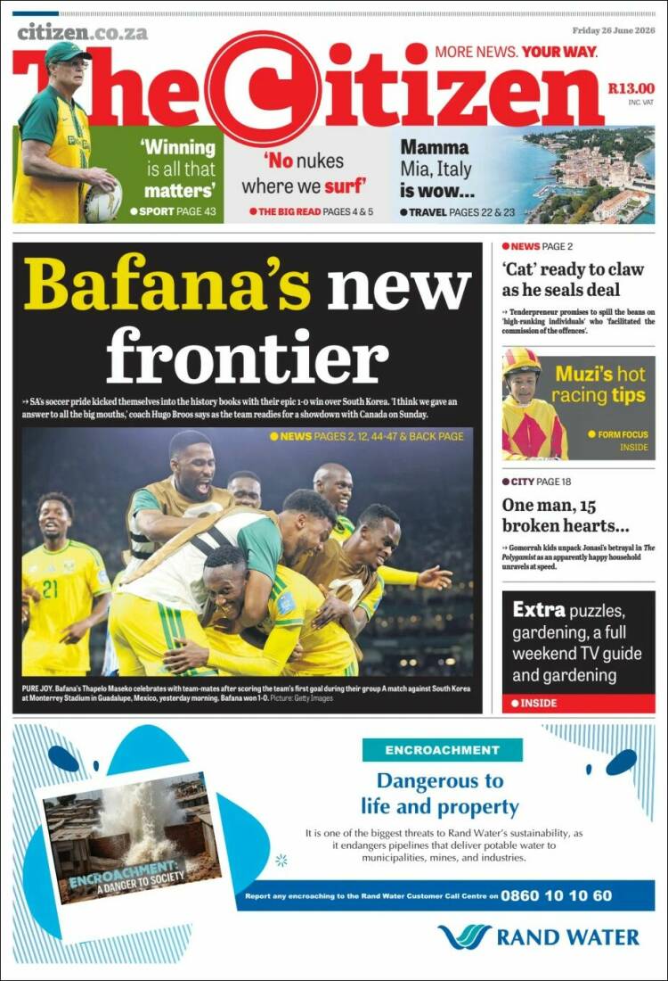 Portada de The Citizen (Sud&aacute;frica)