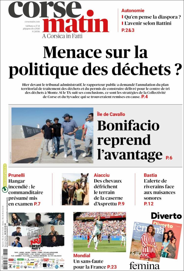 Portada de Corse-Matin (Francia)