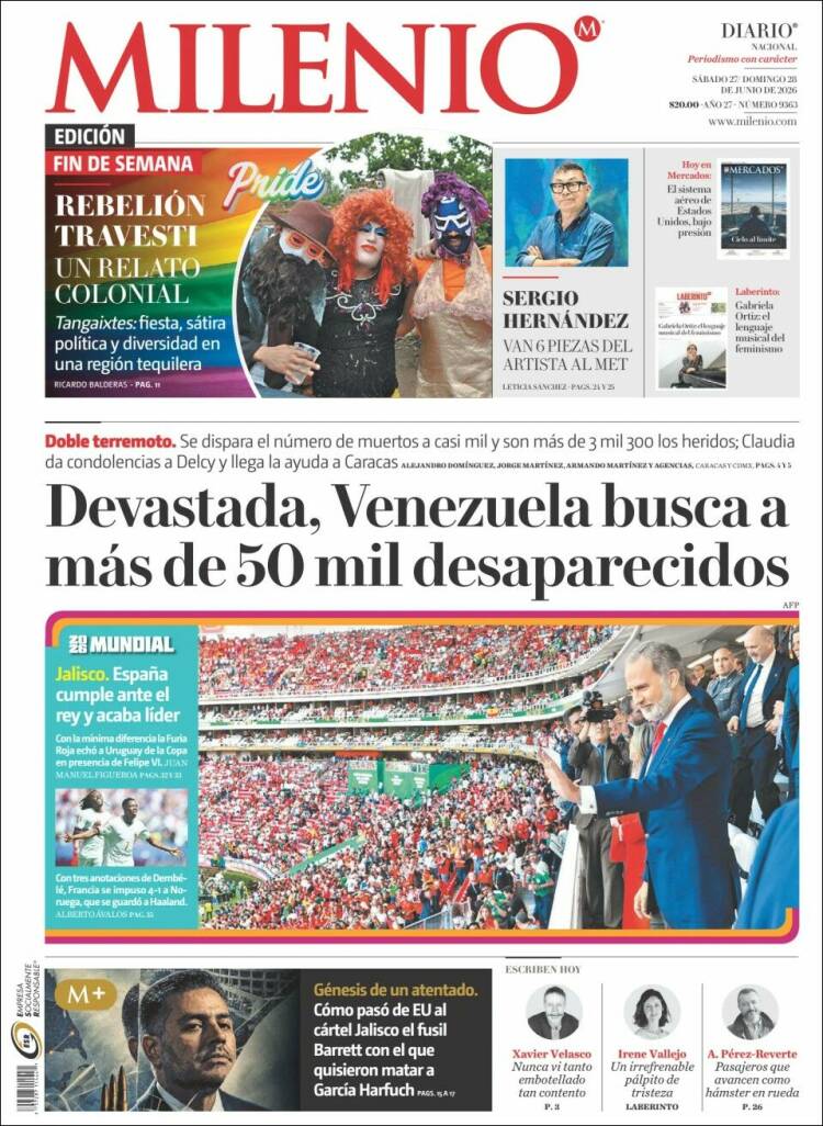 Portada de Milenio (M&eacute;xico)