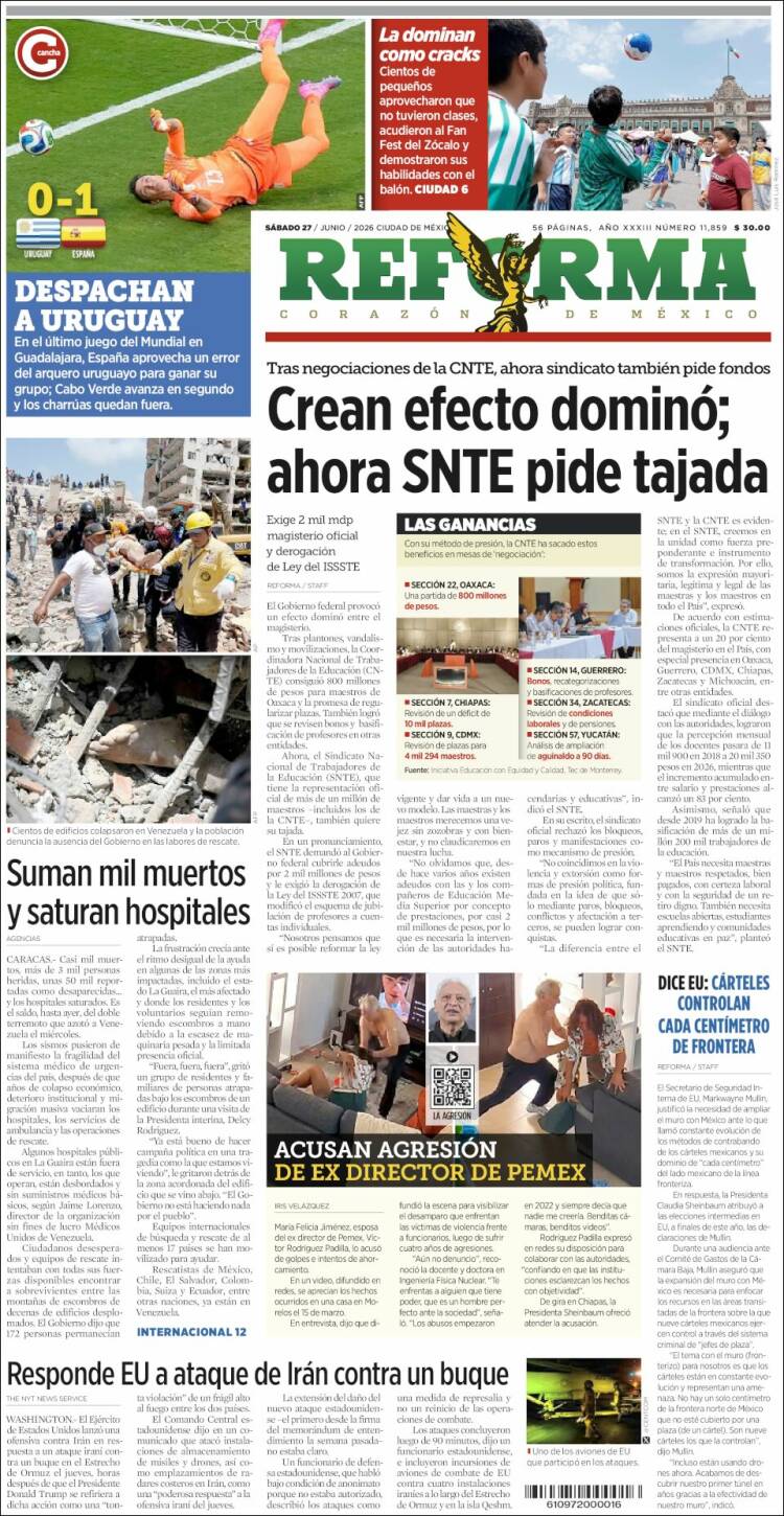 Portada de Reforma (M&eacute;xico)