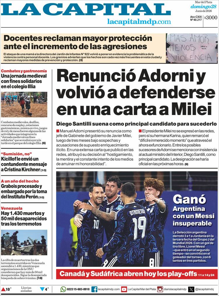 Portada de Diario La Capital - Mar del Plata (Argentina)