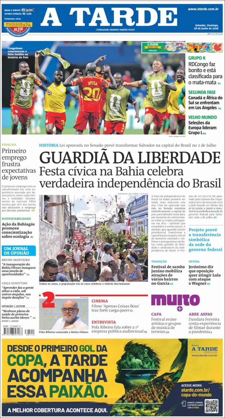 Portada de Diário A Tarde (Brasil)