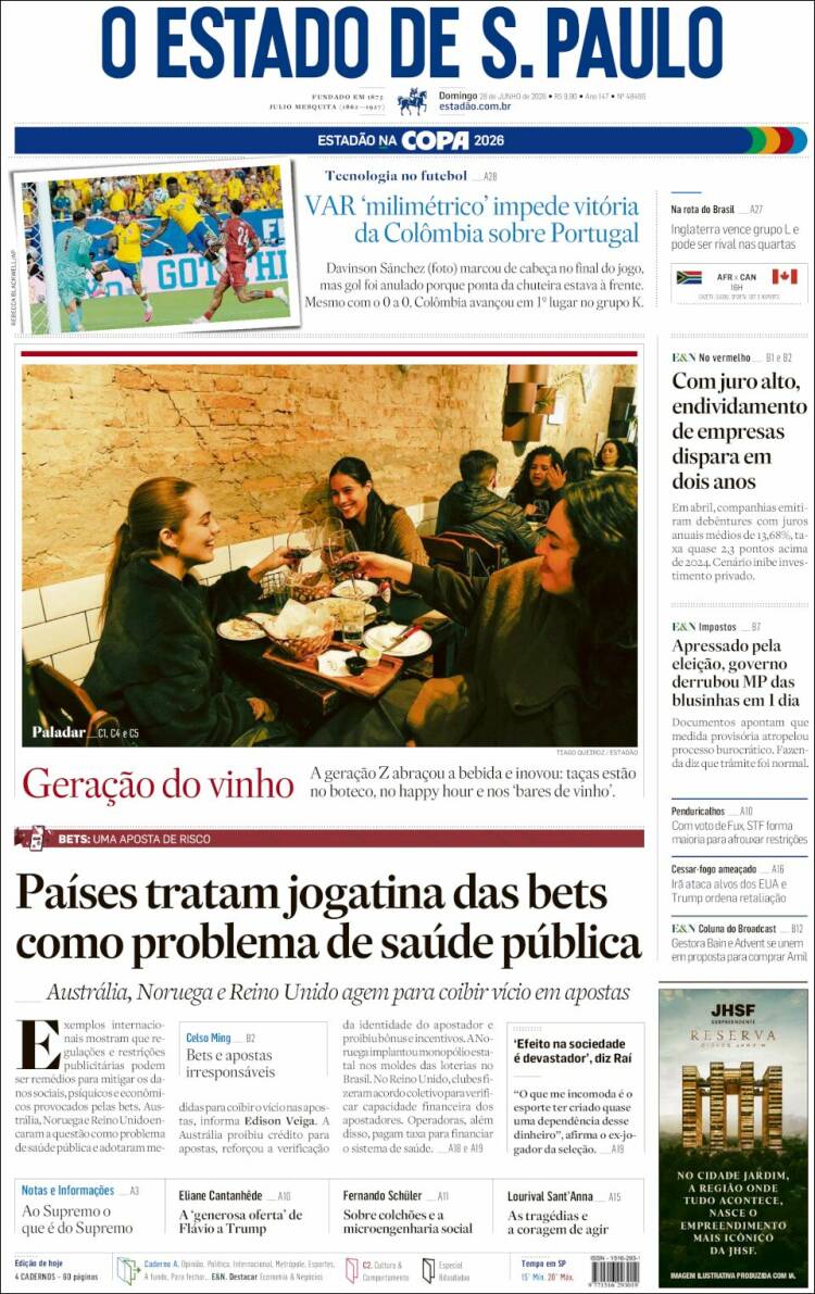 Portada de O Estado de São Paulo (Brasil)