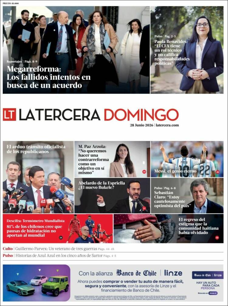 Portada de La Tercera (Chile)