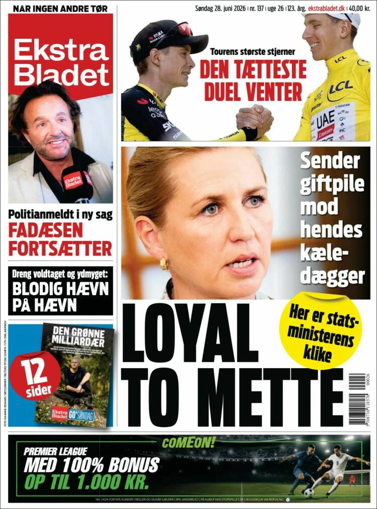 Portada de Ekstra Bladet (Dinamarca)
