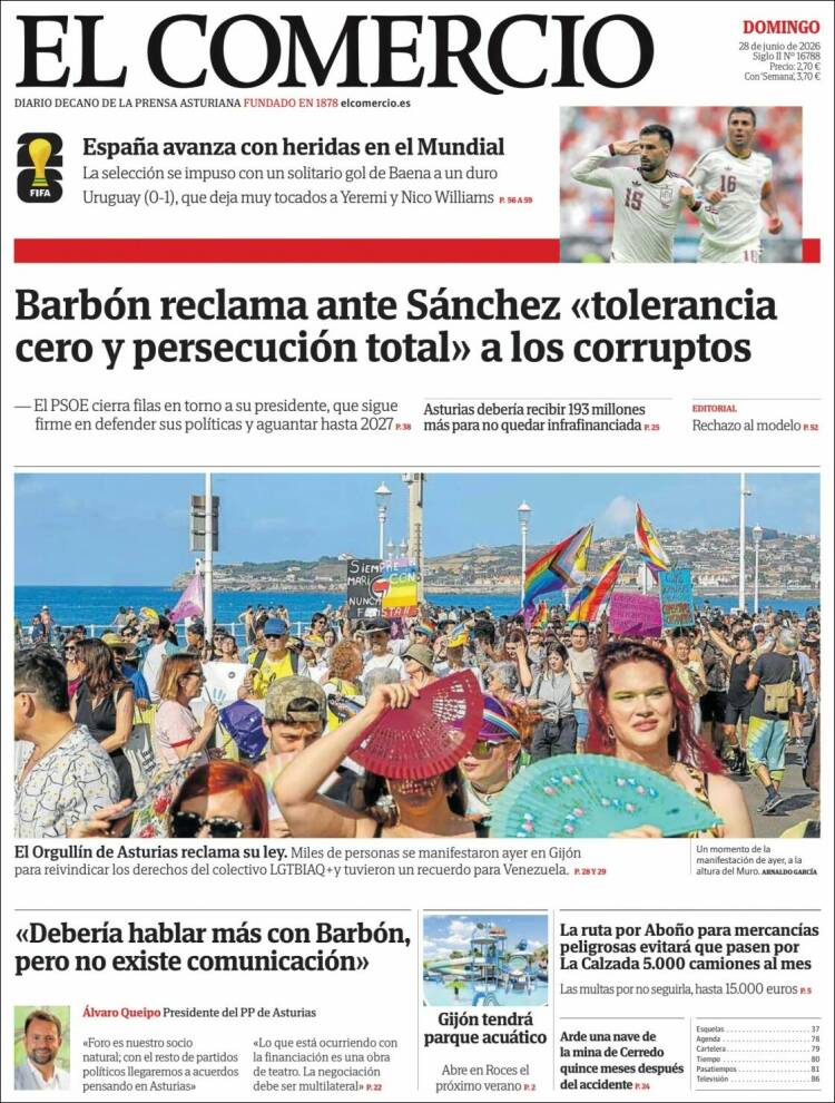 Portada de El Comercio - Gijón (Espa&ntilde;a)