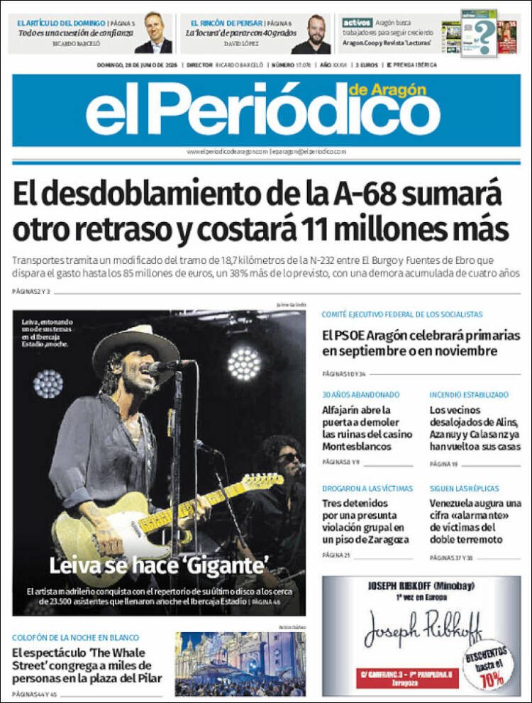 Portada de El Periódico de Aragón (Espa&ntilde;a)