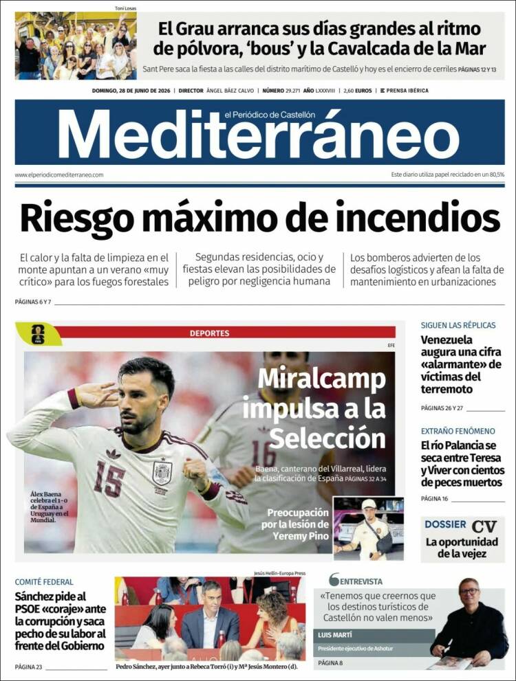 Portada de El Periódico Mediterraneo (Espa&ntilde;a)