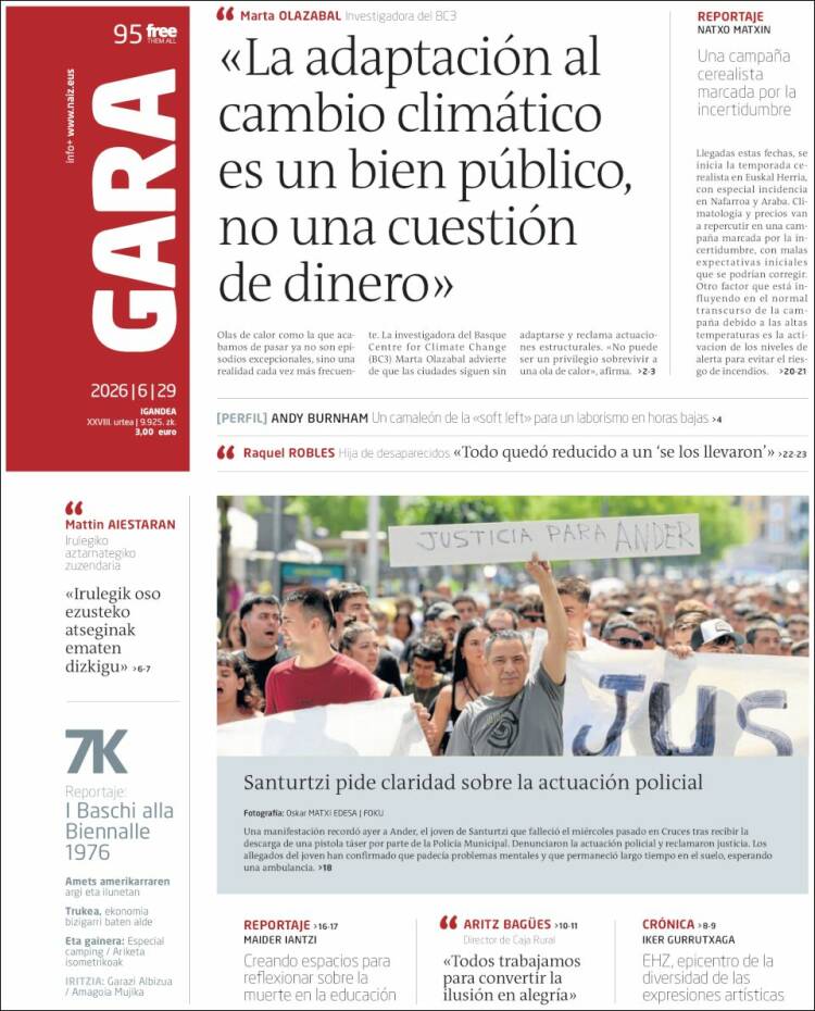 Portada de Gara (Espa&ntilde;a)