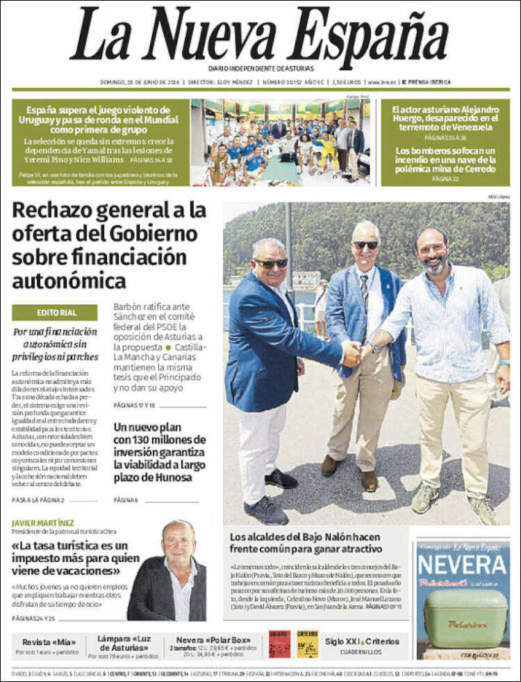 Portada de La Nueva España (Espa&ntilde;a)
