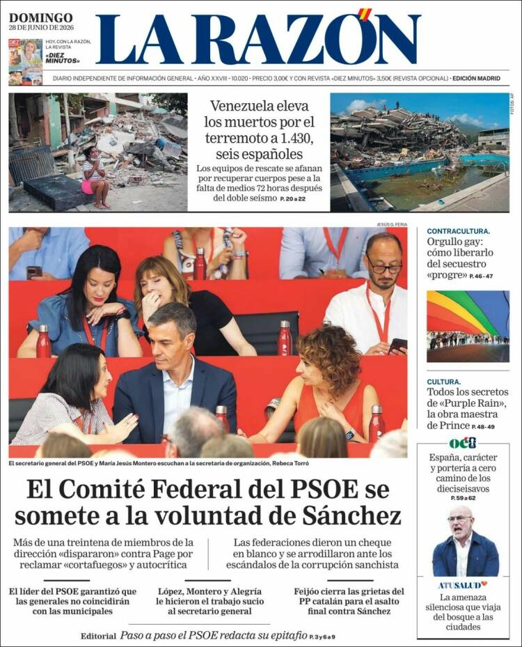 Portada de La Razón (Espa&ntilde;a)