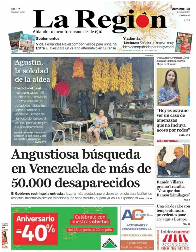 Portada de La Región de Ourense (Espa&ntilde;a)