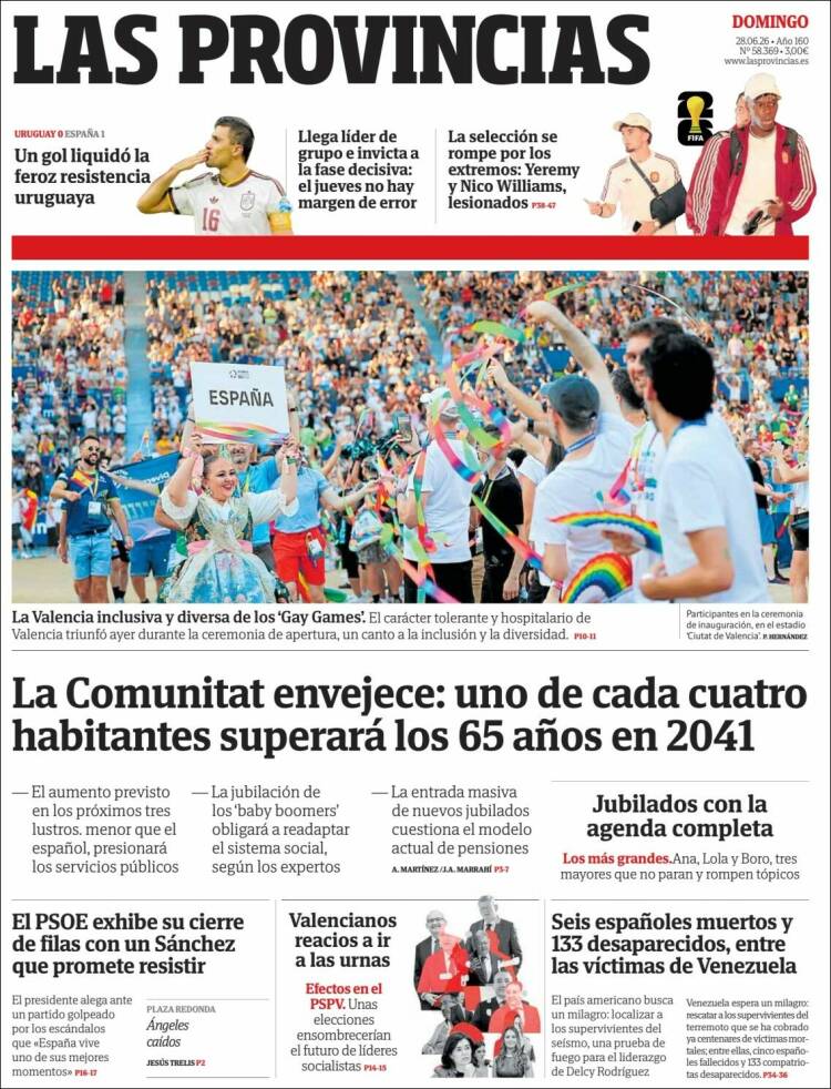 Portada de Las Provincias (Espa&ntilde;a)