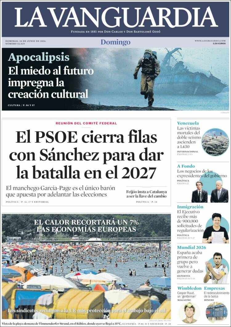 Portada de La Vanguardia (Espa&ntilde;a)
