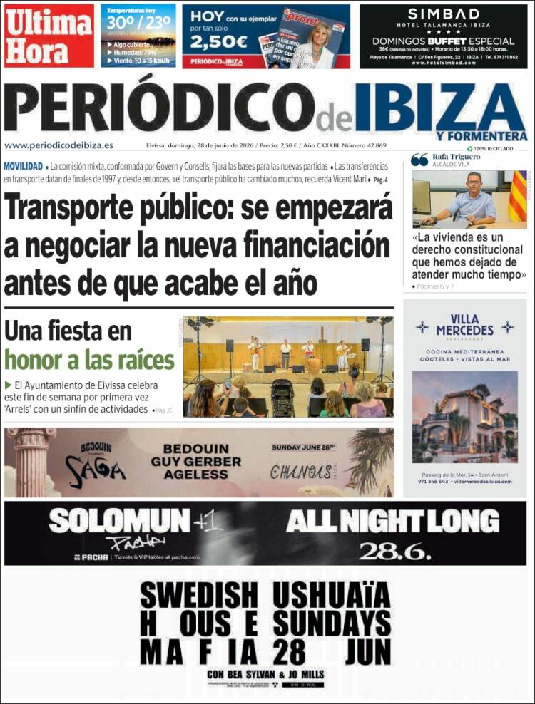 Portada de Periódico de Ibiza (Espa&ntilde;a)