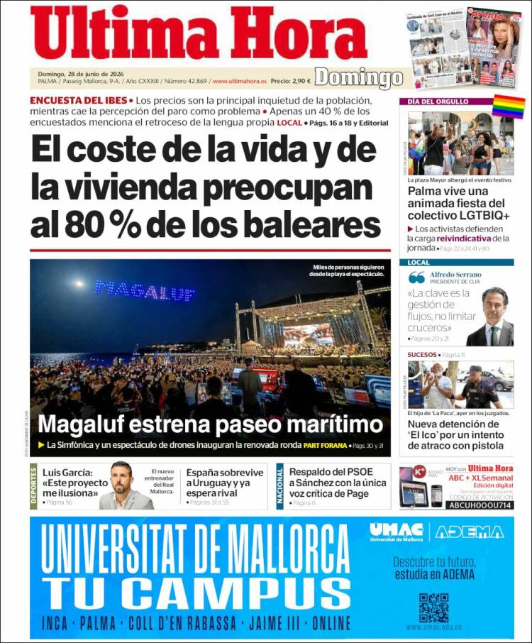 Portada de Última Hora (Espa&ntilde;a)