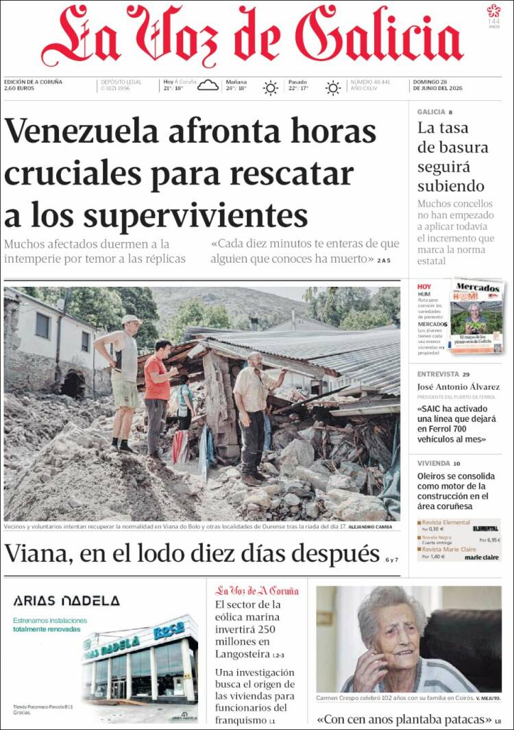 Portada de La Voz de Galicia (Espa&ntilde;a)