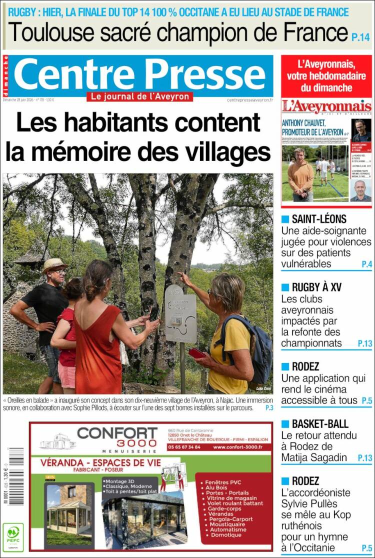 Portada de Centre Presse (Francia)