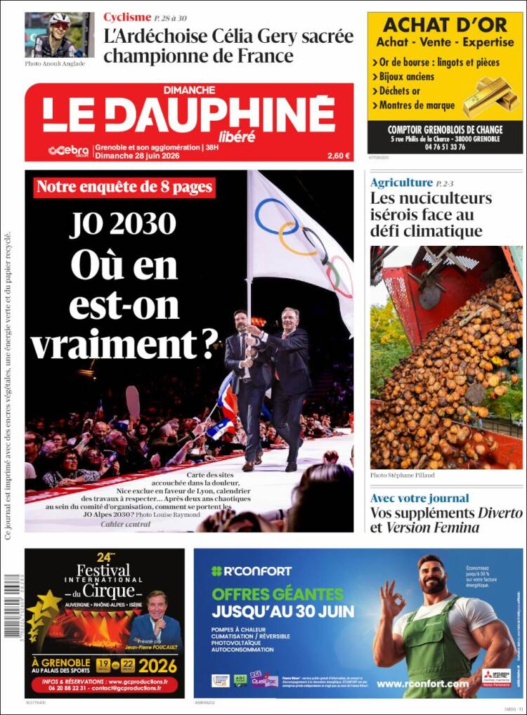 Portada de Le Dauphiné Libéré (Francia)