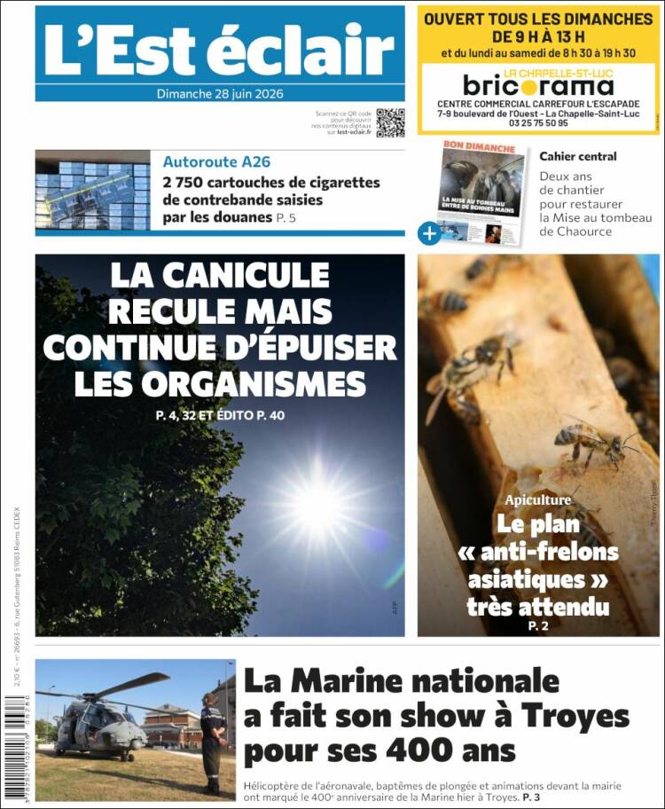 Portada de L'Est Eclair (Francia)