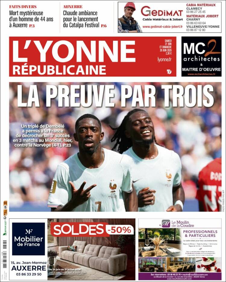 Portada de L'Yonne-Républicaine (Francia)