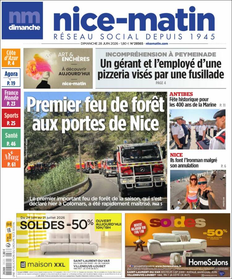 Portada de Nice-Matin (Francia)