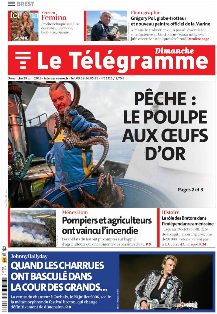 Portada de Télégramme (Francia)