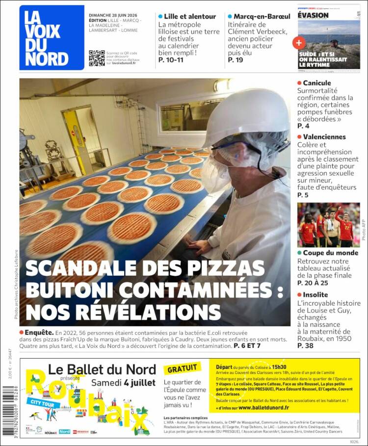 Portada de La Voix du Nord (Francia)