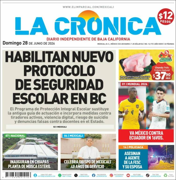 Portada de La Crónica de Baja California (M&eacute;xico)