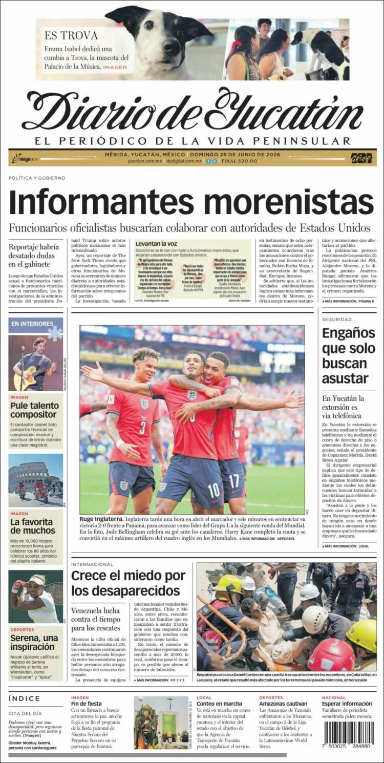 Portada de Diario de Yucatán (M&eacute;xico)