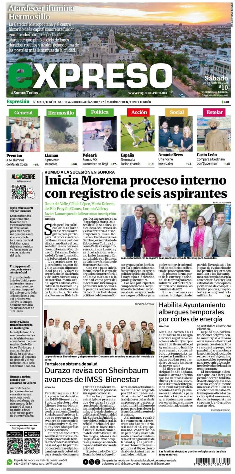 Portada de Expreso (M&eacute;xico)