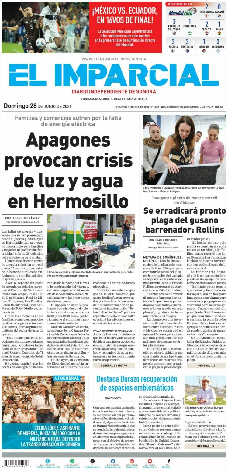 Portada de El Imparcial (M&eacute;xico)