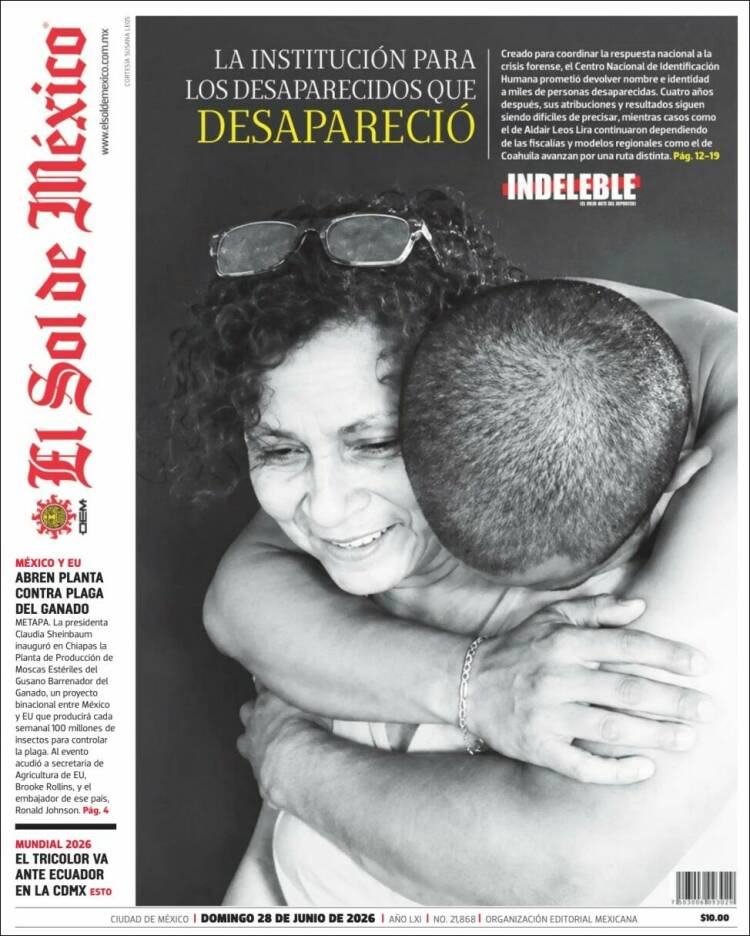 Portada de El Sol de México (M&eacute;xico)
