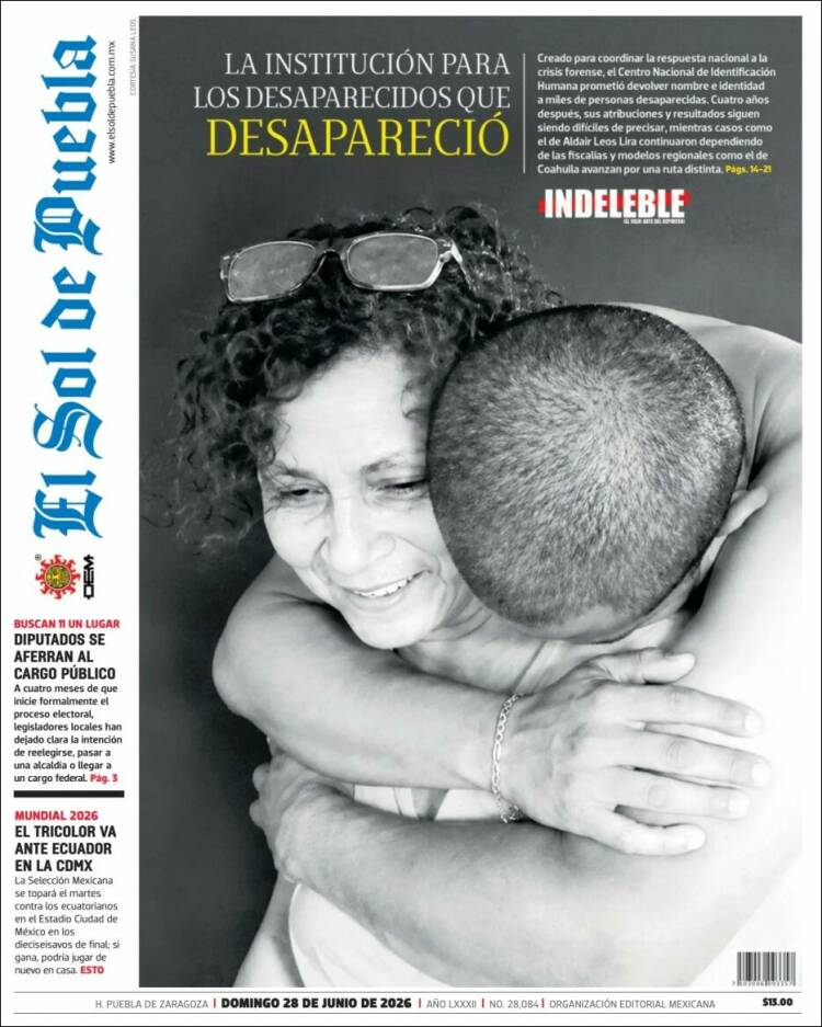 Portada de El Sol de Puebla (M&eacute;xico)
