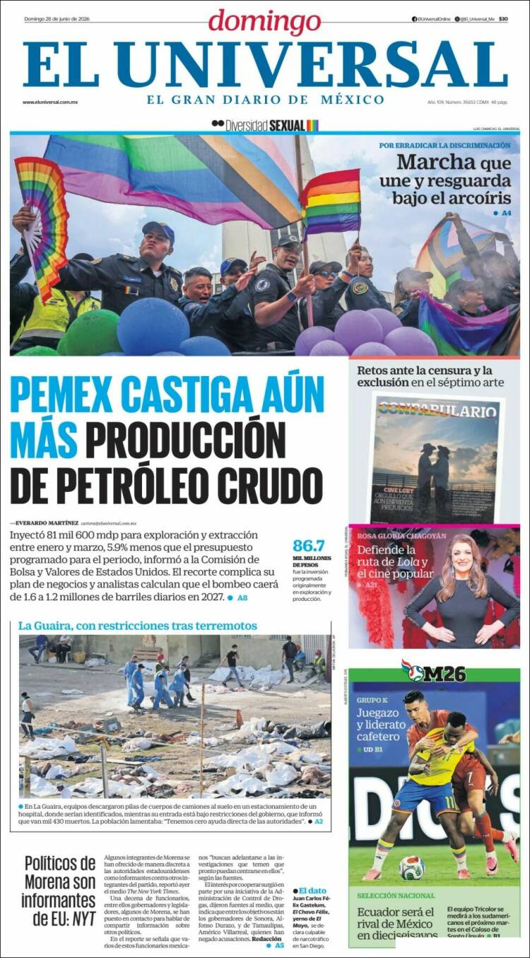 Portada de El Universal (M&eacute;xico)