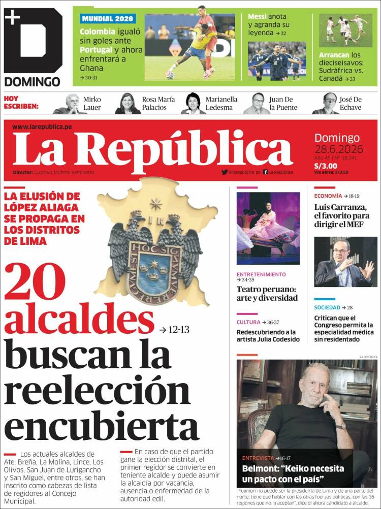 Portada de La Republica (Per&uacute;)