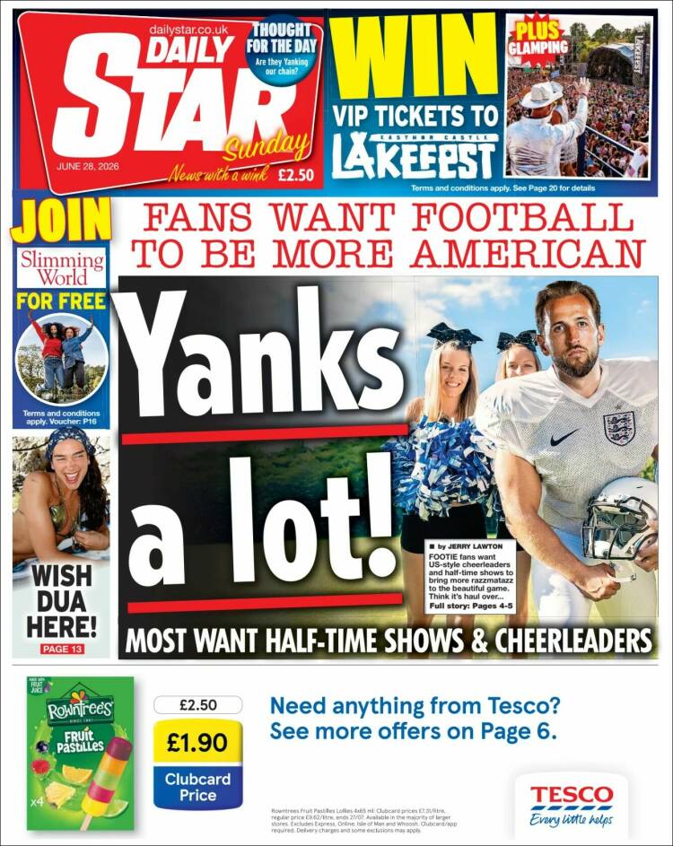 Portada de Daily Star (Reino Unido)