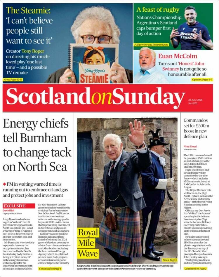 Portada de The Scotsman (Reino Unido)