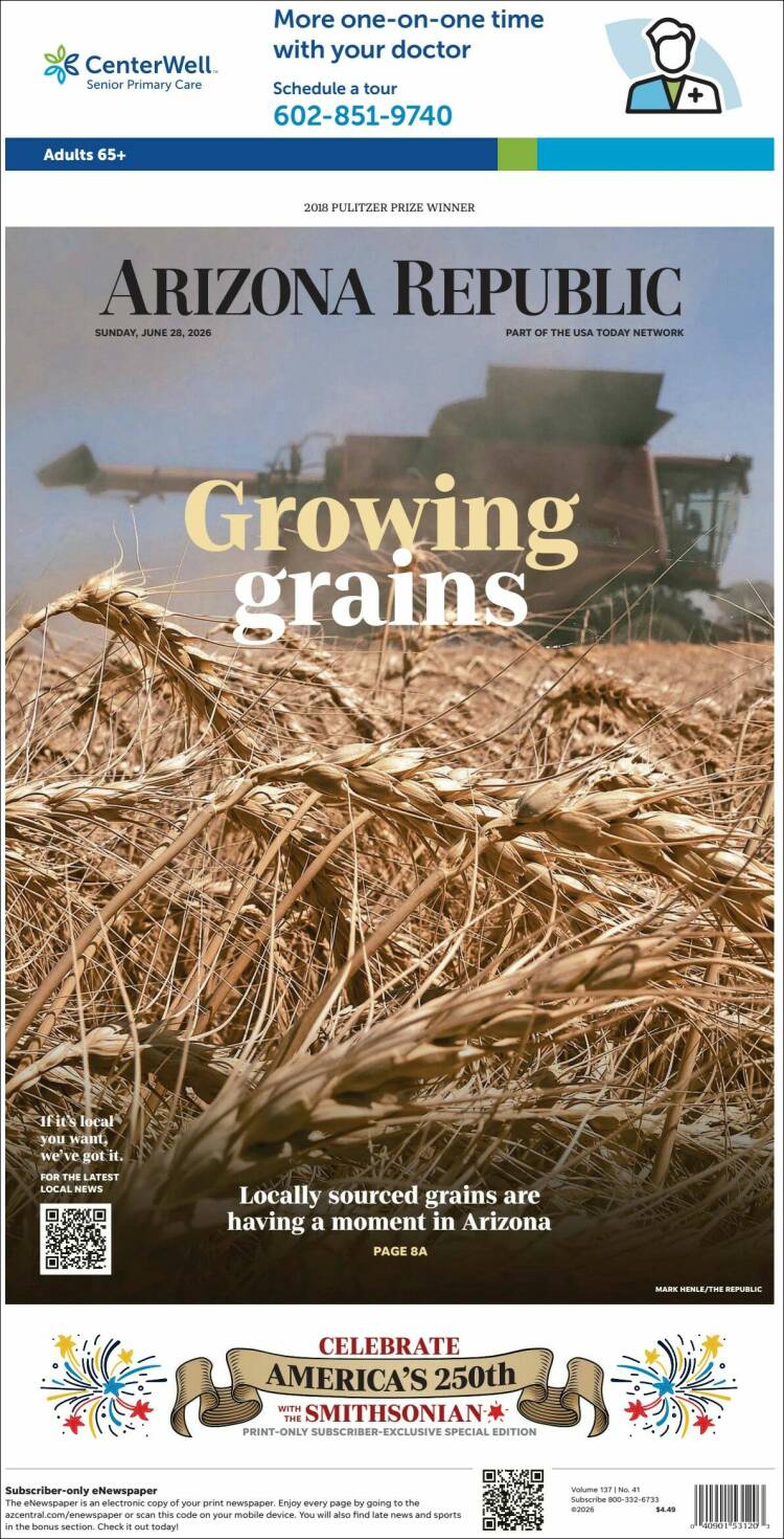 Portada de Arizona Republic News (USA)