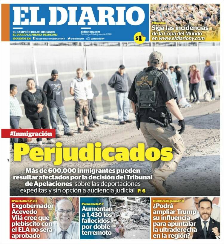 Portada de El Diario NY (USA)
