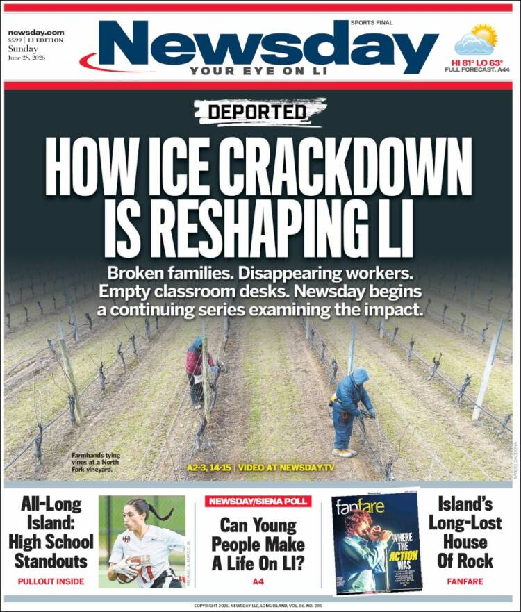 Portada de Newsday (USA)