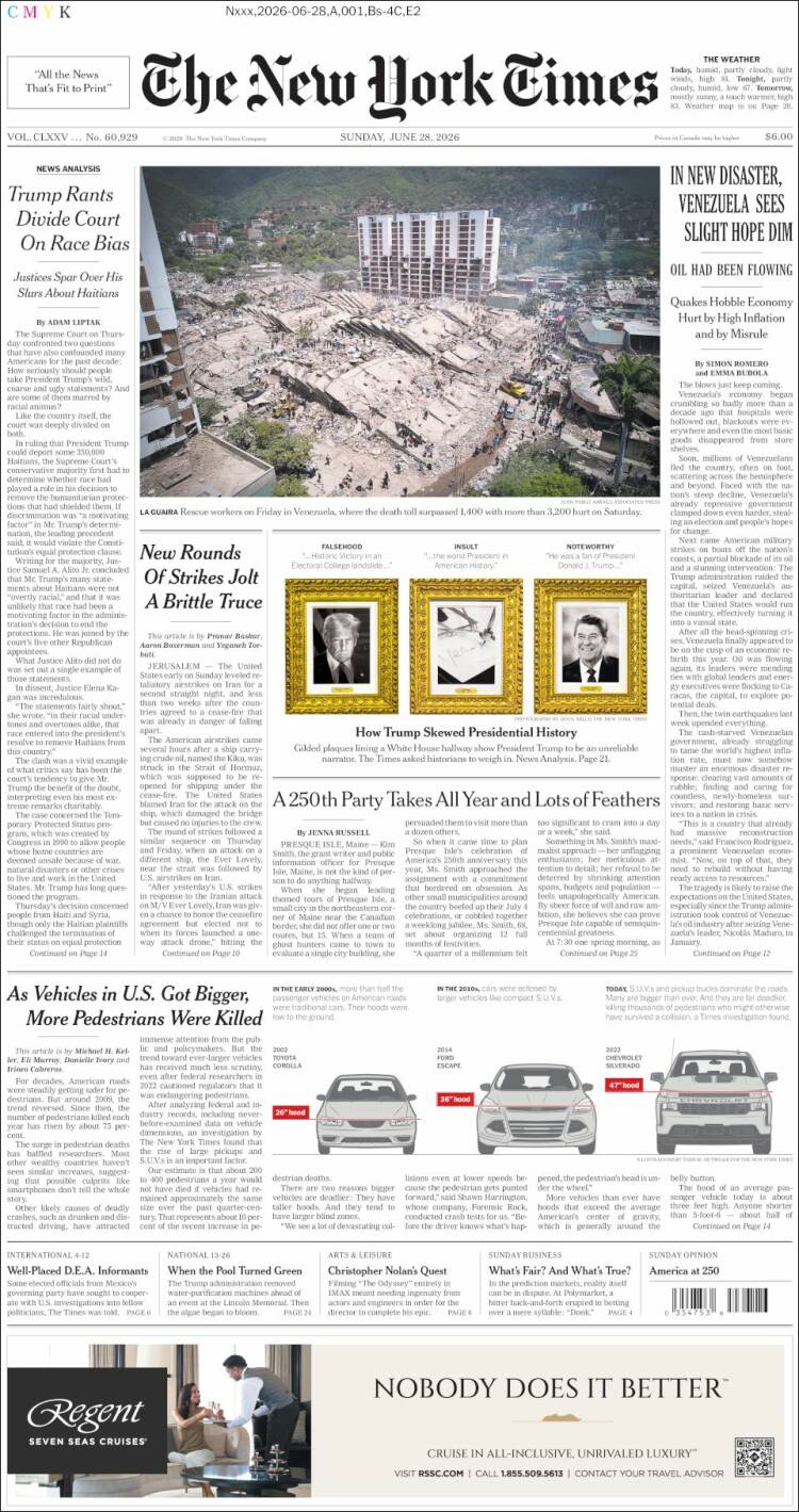 Portada de New York Times (USA)