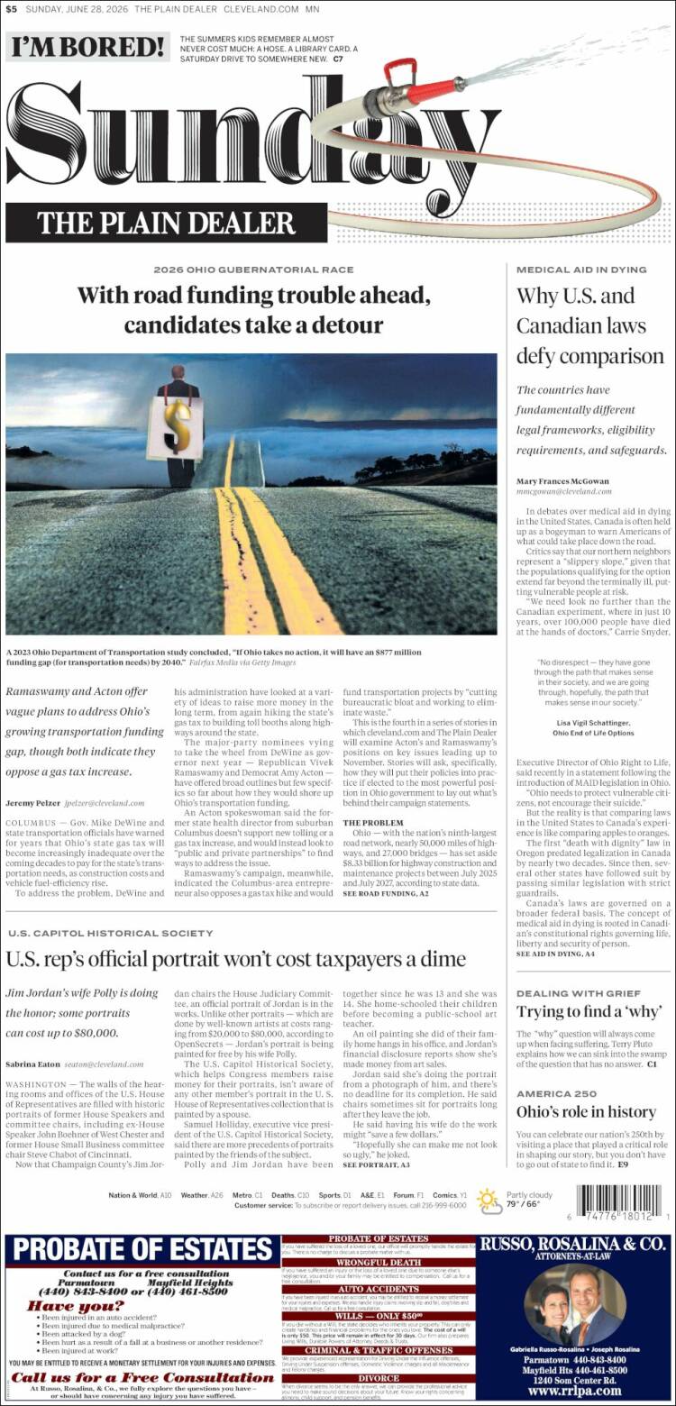 Portada de The Plain Dealer (USA)