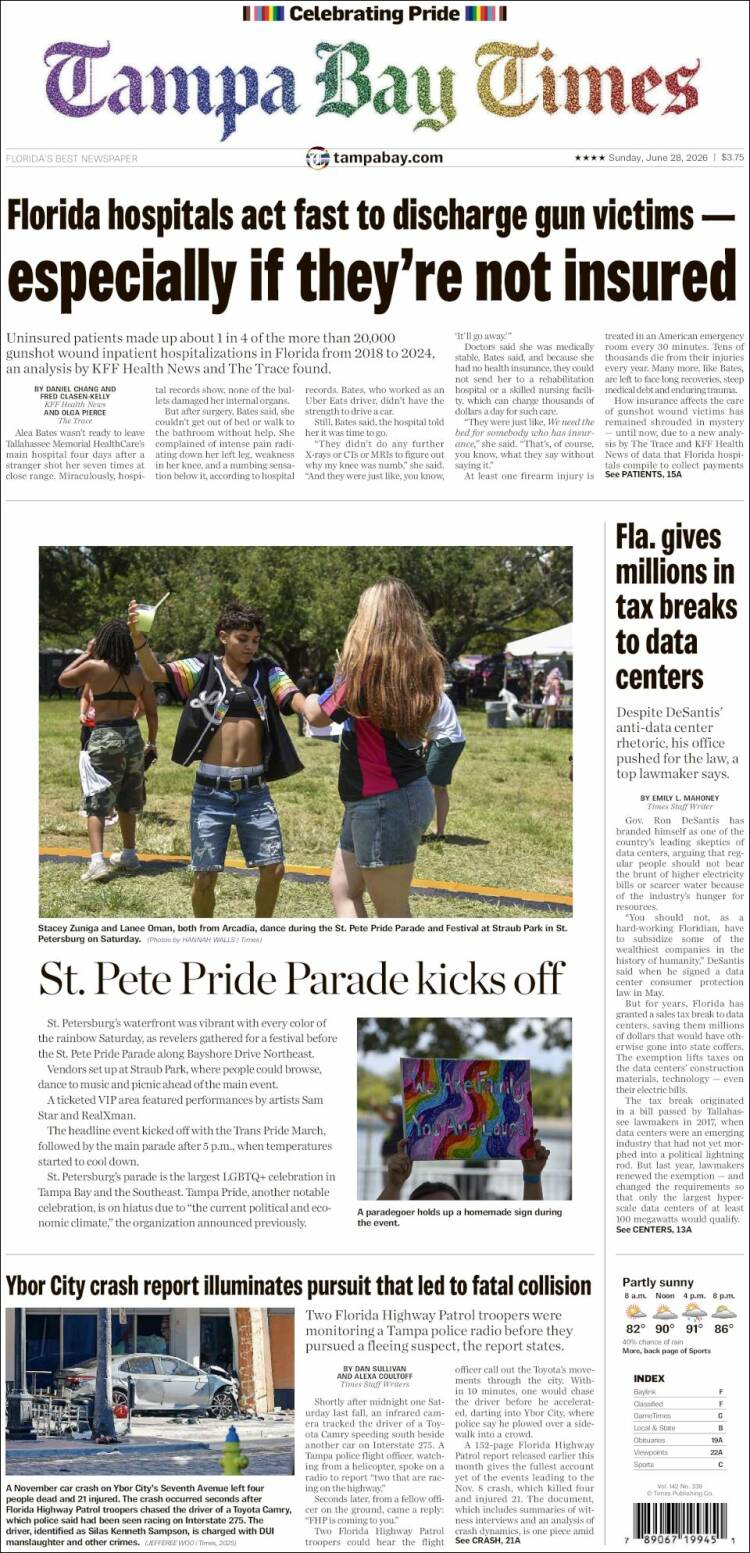 Portada de Tampa Bay Times (USA)