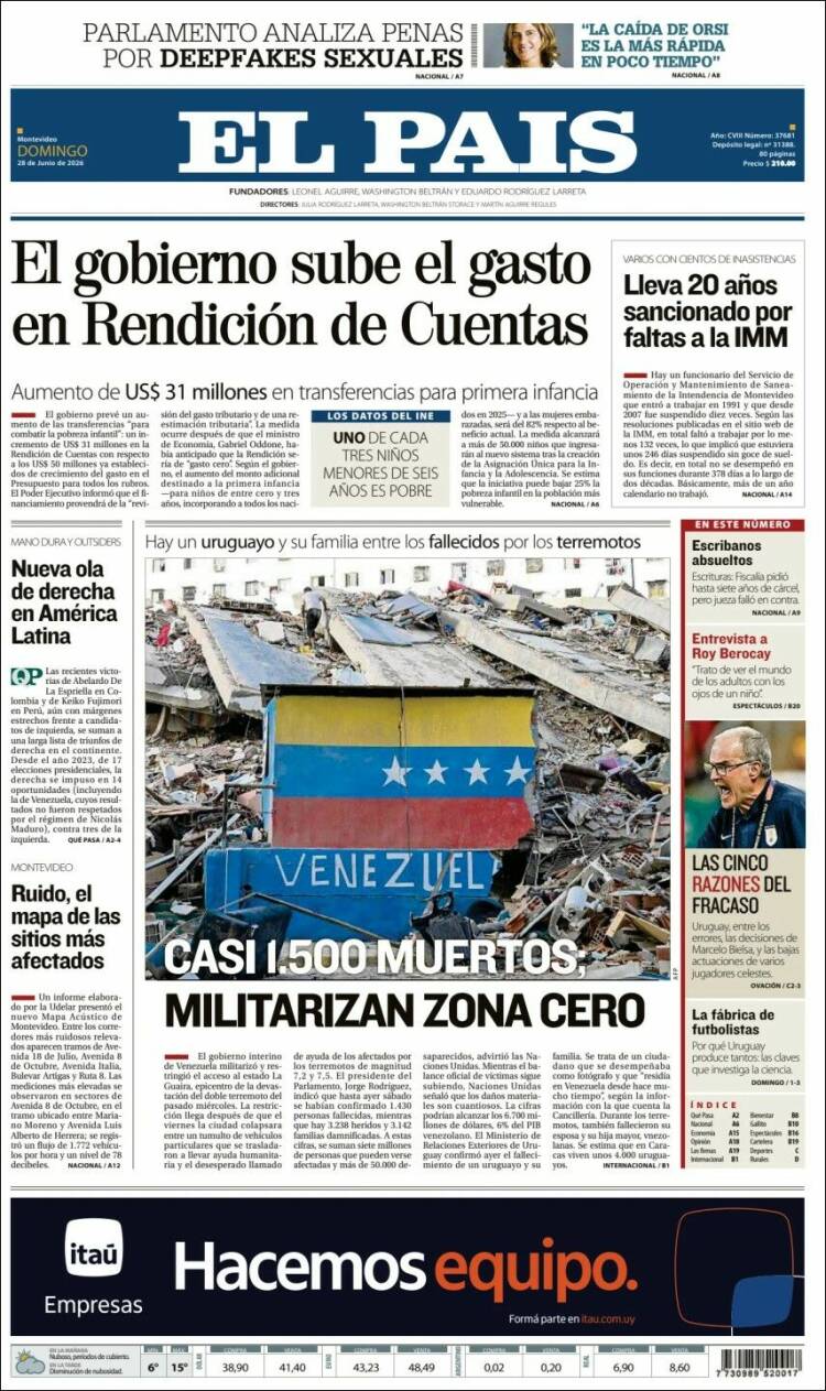 Portada de El País (Uruguay)
