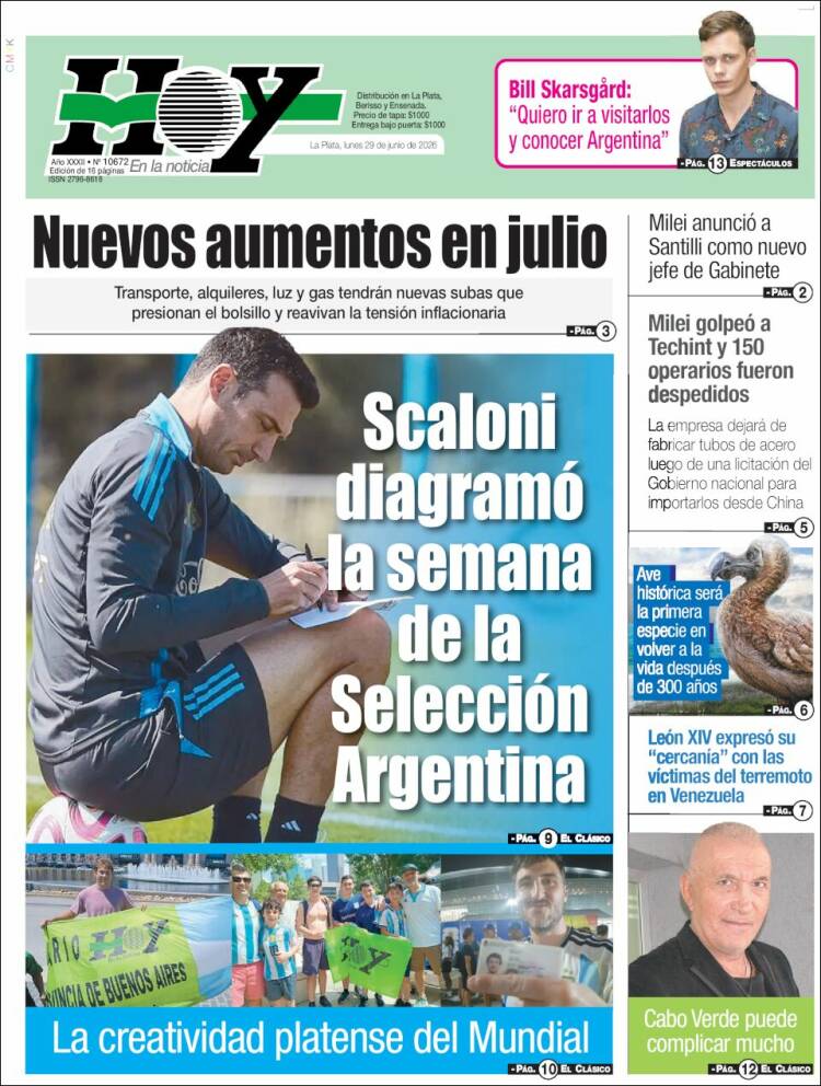 Portada de Diario Hoy (Argentina)