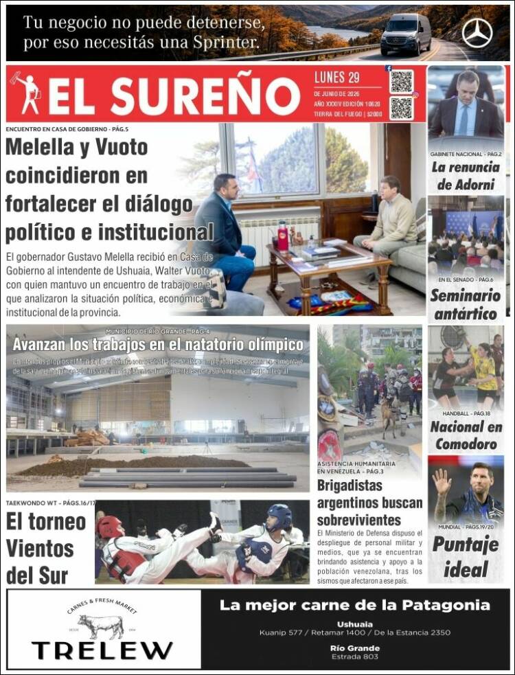 Portada de Diario El Sureño (Argentina)