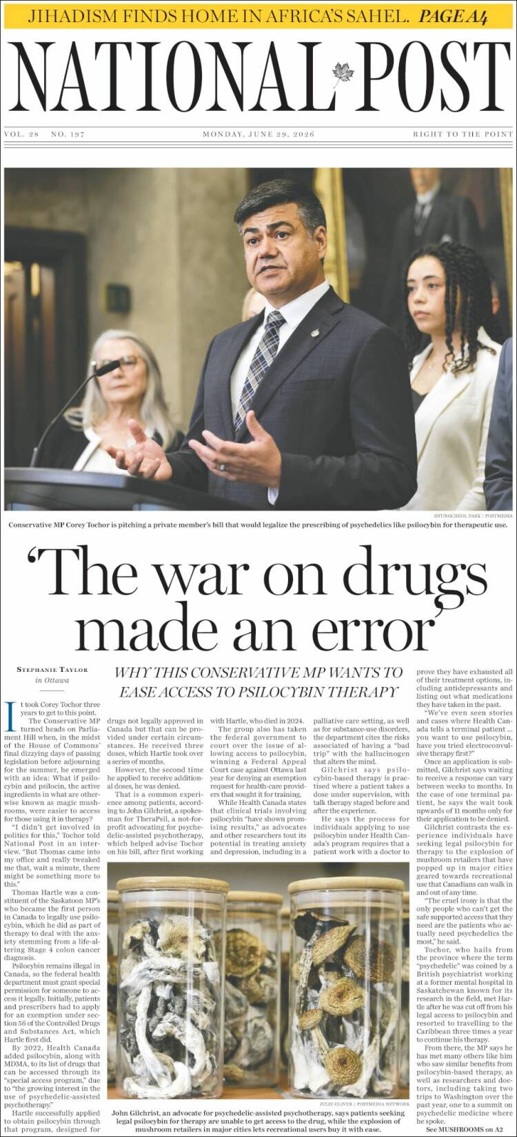 Portada de The National Post (Canad&aacute;)