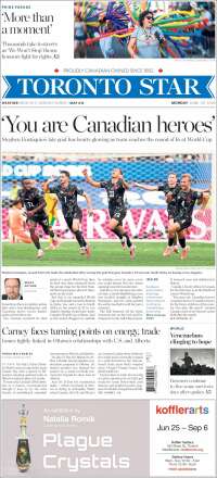 Portada de The Toronto Star (Canad&aacute;)
