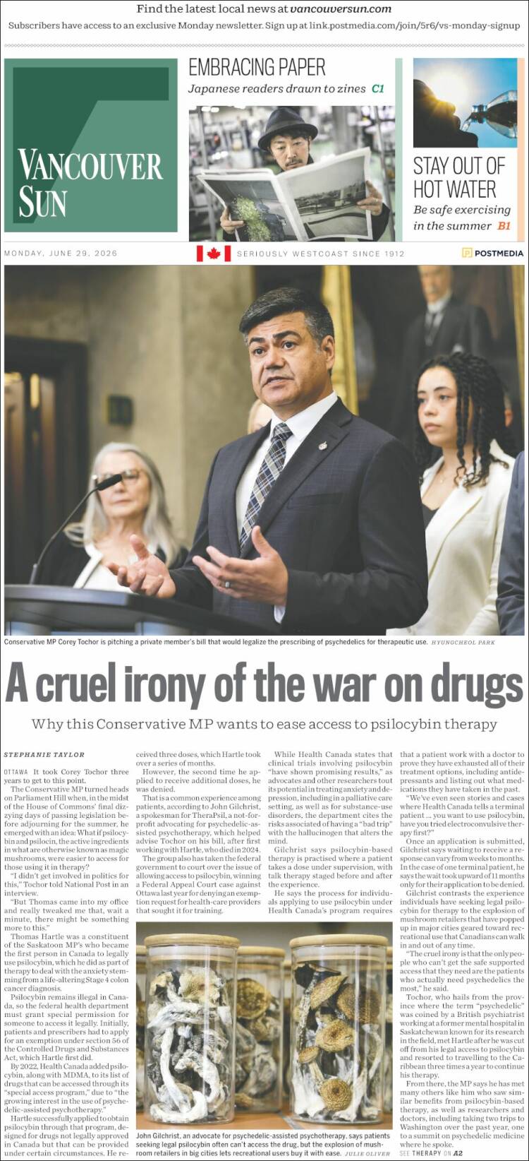 Portada de The Vancouver Sun (Canad&aacute;)